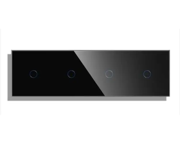 Panou 4 Intrerupatoare Simple cu Touch din Sticla LUXION (Negru)