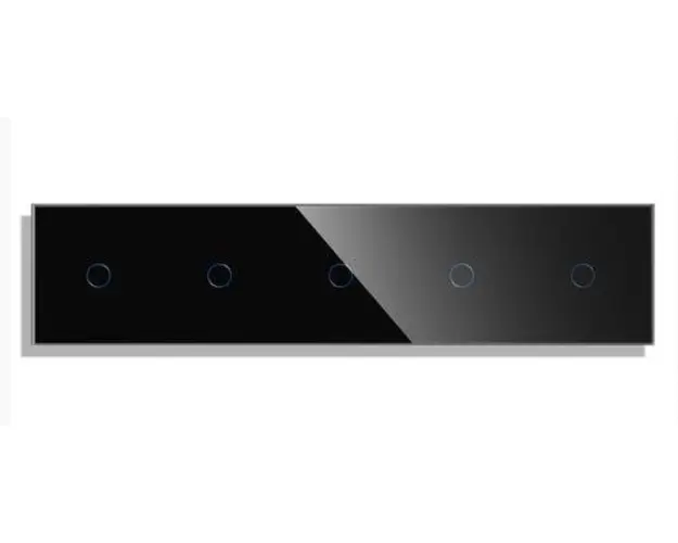 Panou 5 Intrerupatoare Simple cu Touch din Sticla LUXION (Negru)