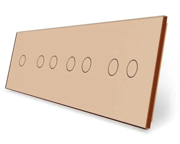 Panou intrerupator simplu + dublu + dublu + dublu cu touch LIVOLO din sticla (Auriu)