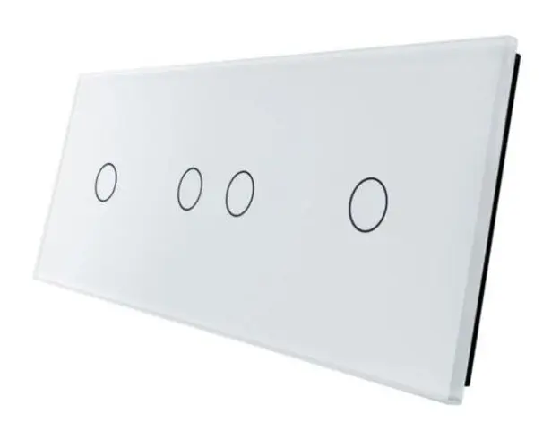 Panou intrerupator simplu + dublu + simplu cu touch LIVOLO din sticla (Alb)