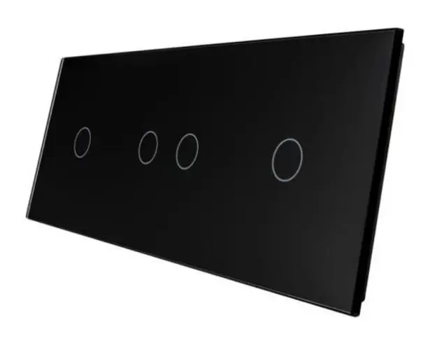 Panou intrerupator simplu + dublu + simplu cu touch LIVOLO din sticla (Negru)