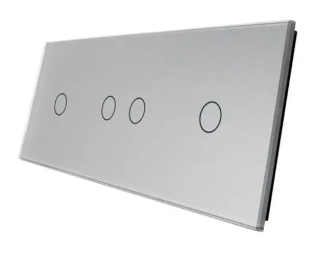 Panou intrerupator simplu + dublu + simplu cu touch LIVOLO din sticla (Gri)