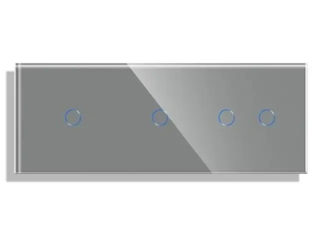 Panou Intrerupator Simplu + Simplu + Dublu cu Touch din Sticla LUXION (Gri)
