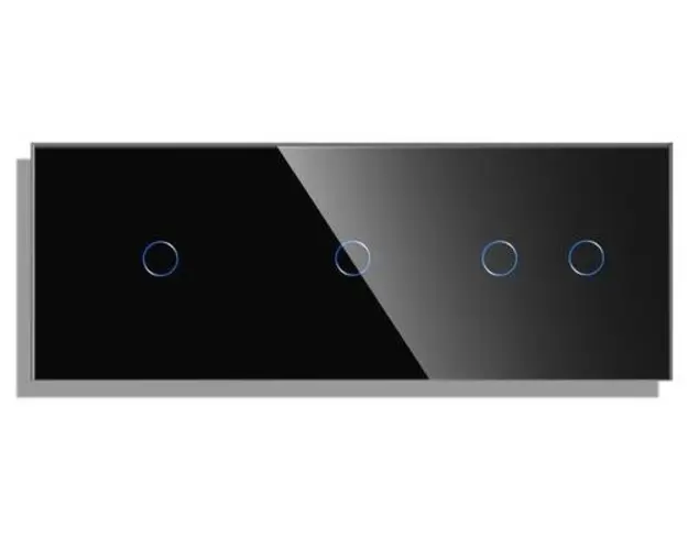Panou Intrerupator Simplu + Simplu + Dublu cu Touch din Sticla LUXION (Negru)