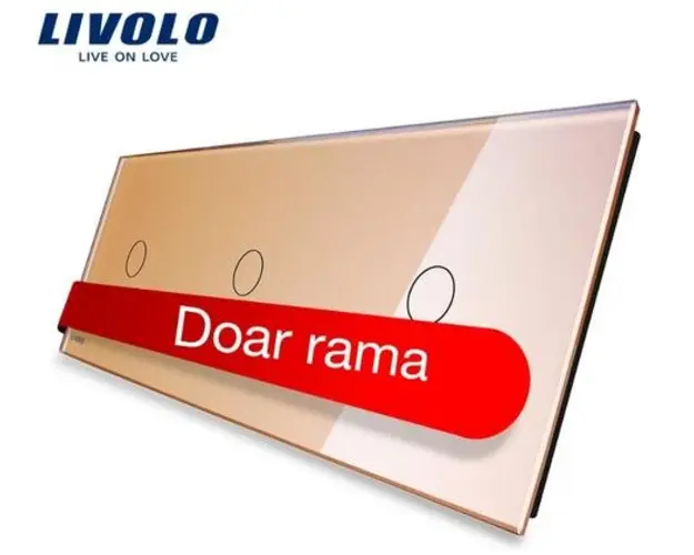 Panou intrerupator simplu+simplu+simplu cu touch Livolo din sticla (Auriu)