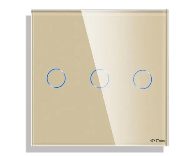 Panou Intrerupator Triplu cu Touch Mini din Sticla LUXION (Auriu)