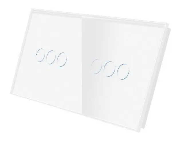 Panou Intrerupator Triplu + Triplu cu Touch Din Sticla LUXION (Alb)