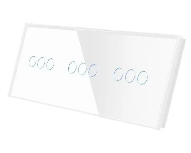 Panou Intrerupator Triplu + Triplu + Triplu cu Touch Din Sticla LUXION (Alb)