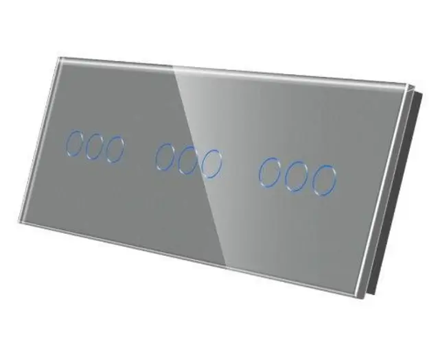 Panou Intrerupator Triplu + Triplu + Triplu cu Touch Din Sticla LUXION (Gri)