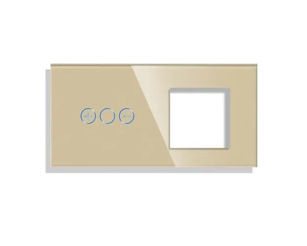 Panou Intrerupator Variator cu Touch si Priza Simpla Din Sticla LUXION (Auriu)