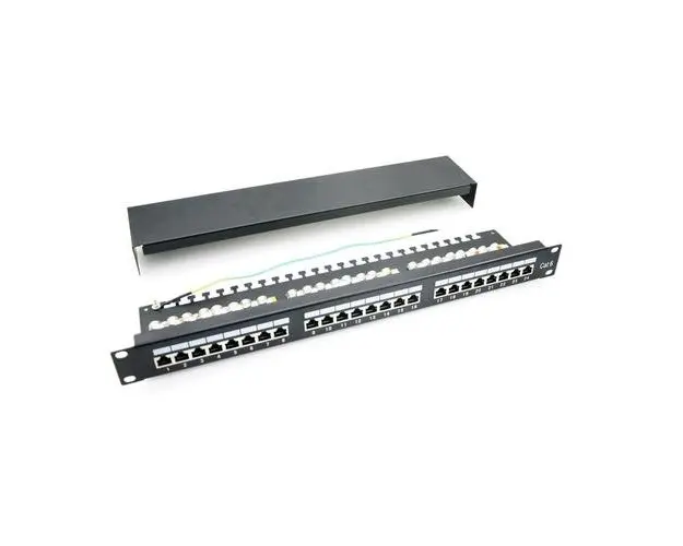 Patch panel 24 porturi, 1U, FTP Cat.6, Krone+110, suport de cabluri integrat - EMTEX