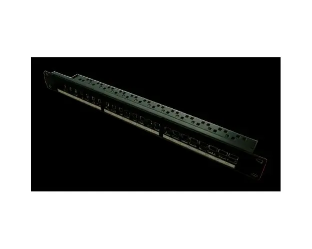 Patch panel 24 porturi, 1U, neechipat, suport de cabluri integrat, black - EMTEX