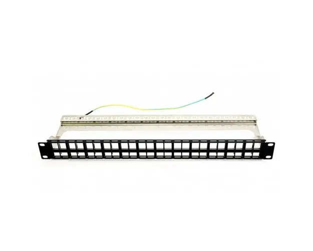 Patch panel 48 porturi, 1U, neechipat, ecranat, suport de cabluri integrat, black - EMTEX