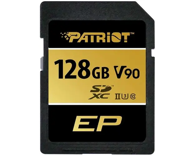 Card de memorie Patriot EP, 128GB, SDXC, V90, UHS-II U3, Clasa 10