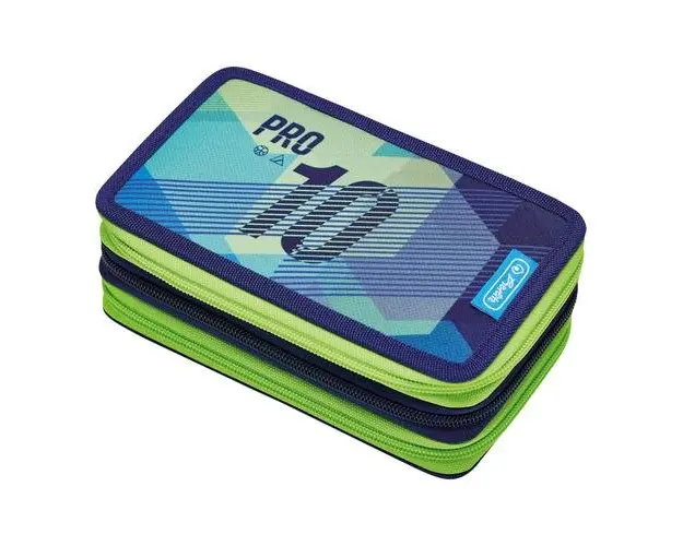 Penar echipat Herlitz motiv Green Goal, 31 piese, 3 fermoare, 19 x 11.5 x 7 cm