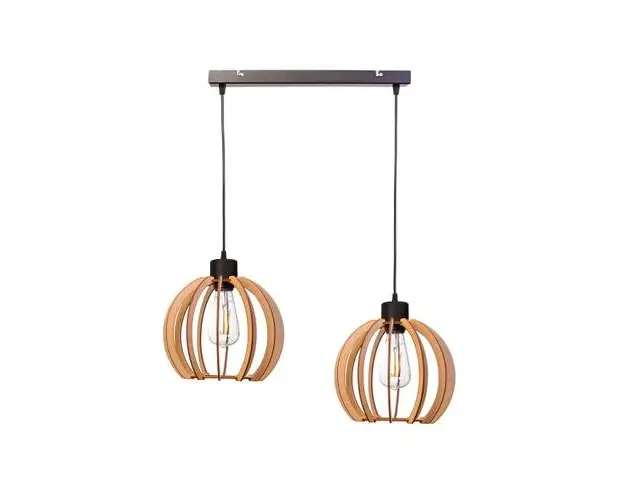 Pendul Adviti JUALA AD-LD-6377BE27D, 2 x 60W, E27, IP20, metal/lemn, Negru/Maro