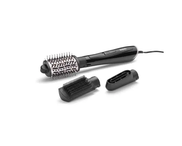 Perie rotativa cu aer cald BaByliss Style Smooth AS128E, 1000 W, 2 setari temperatura, 3 accesorii (Negru)