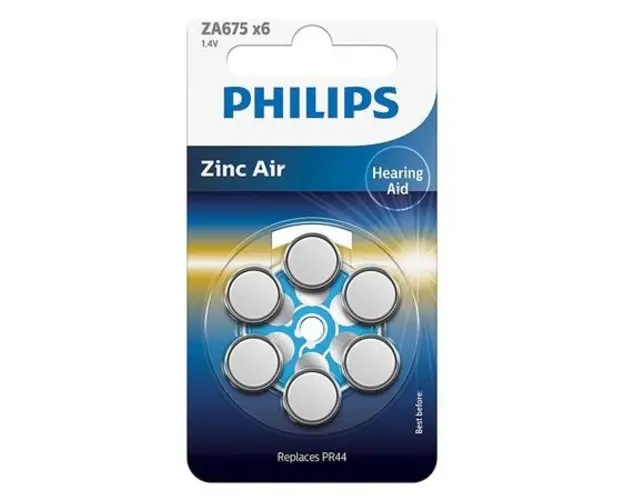 Baterie auditiva Philips ZA675B6A/0, Zinc Air, ZA675, 630 mAh, 1.4V, 6 buc