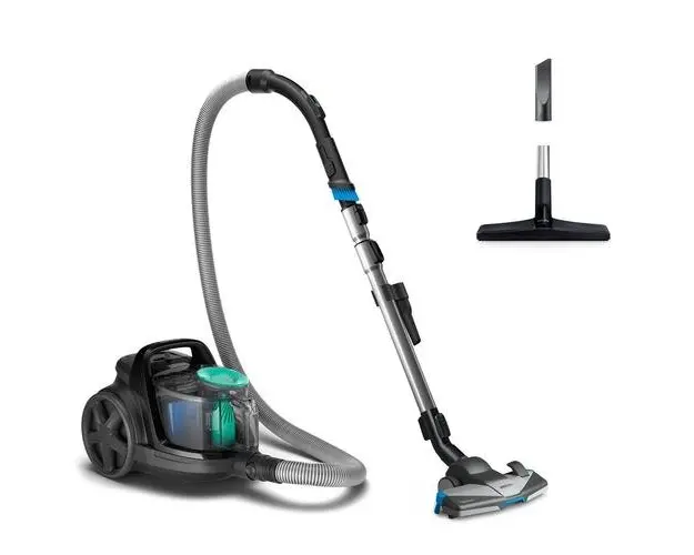 Aspirator fara sac Philips seria 5000 FC9550/09, 900 W, 1.5 l, Tehnologia PowerCyclone 7 Filtru HEPA 13, Cap de aspirare TriActive+ (Negru/Verde)