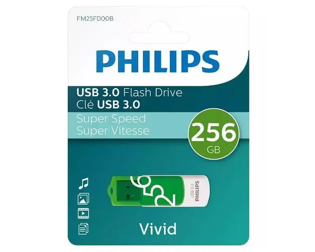 Stick USB Philips Vivid Edition, 256GB, USB 3.0 (Verde/Alb)