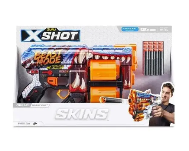 Pistol X-Shot Skins Dread Beast Out, 12 proiectile