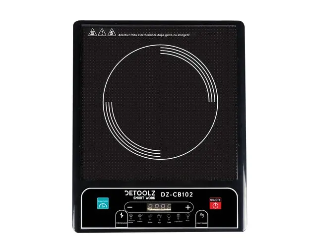 Plita ceramica cu inductie Detoolz DZ-CB102, 1500 W, 7 programe, 8 nivele temperatura, Timer 4 ore (Negru)