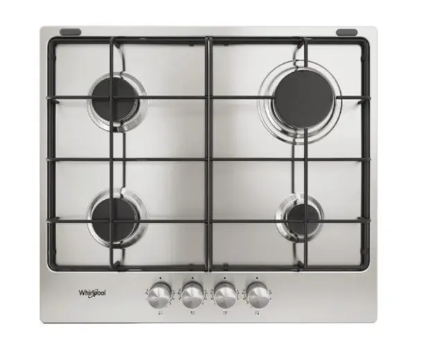 Plita incorporabila Whirlpool TKRL 650 IX, Gaz, 4 zone gatit, Aprindere electrica, 60 cm (Inox)