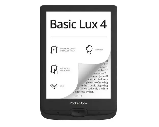 E-Book Reader PocketBook Basic Lux 4 Ink, Ecran 6inch, Prcesor Dual Core 2x 1GHz, 512MB RAM, 8GB Flash (Negru)