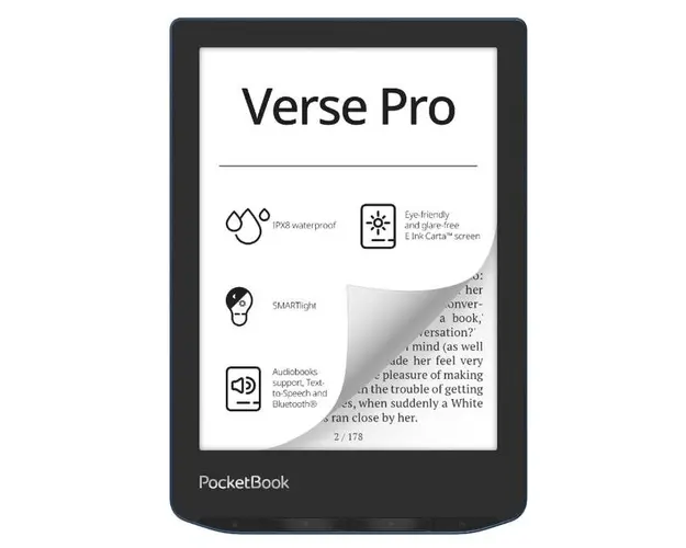 E-Book Reader PocketBook Verse Pro PB634, Ecran tactil 6.0inch E Ink Carta™ 1200, 300DPI, 512MB RAM, 16GB Flash, SMARTlight, WiFi (Albastru)