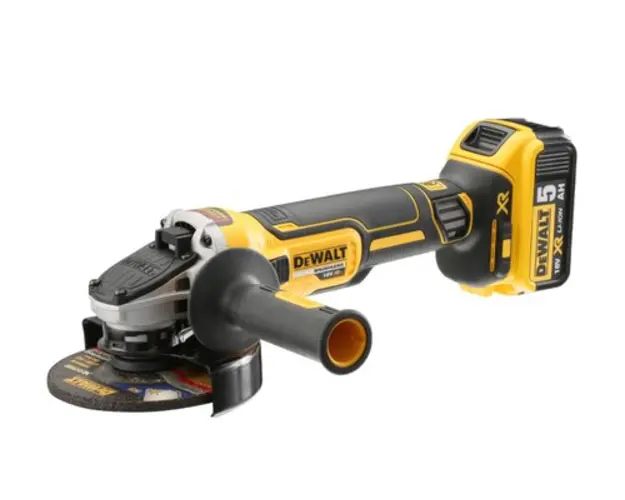 Polizor unghiular profesional cu motor fara perii pe acumulator DeWalt DCG405P2, 18 V, 125 mm diametru disc, acumulator, incarcator