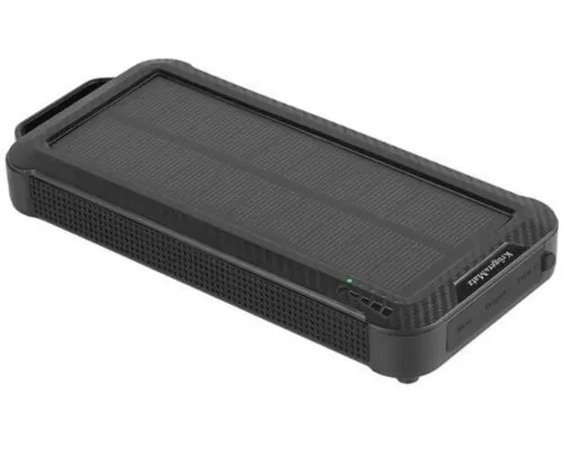 Acumulator Extern Kruger&Matz KM0910, 10000 mAh, Solara, Wireless, USB-A, USB Type-C, MicroUSB, Lightning, Lanterna (Negru)