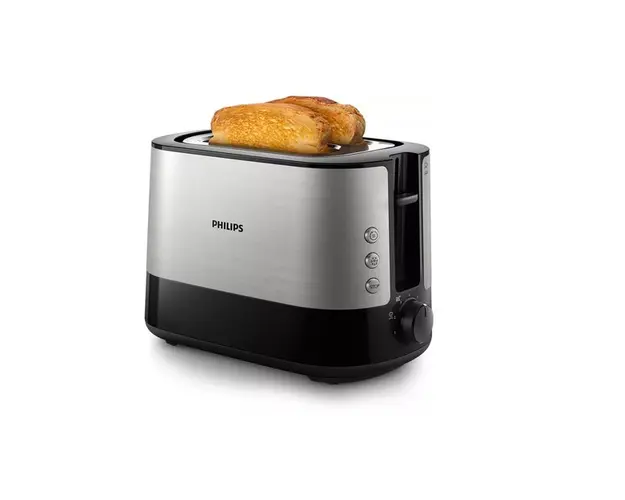 Prajitor de paine Philips VIVA Collection HD2635/90, 2 sloturi , Tava Firimituri, Functie Incalzire (Argintiu/Negru)