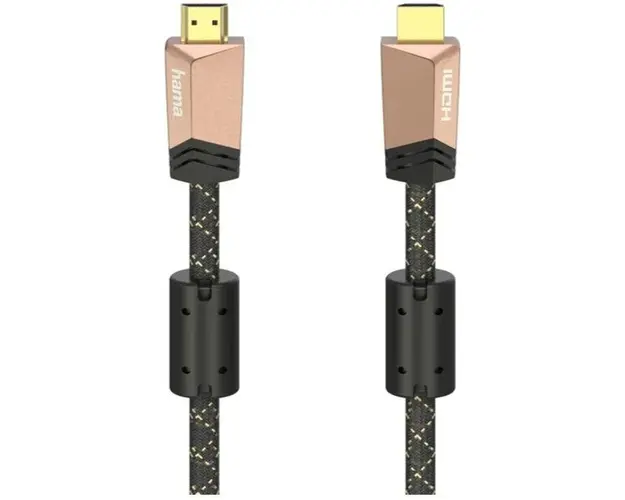 Cablu HAMA 205025, HDMI - HDMI, Ethernet, 1.5m, 4K HDR, placat aur (Negru)