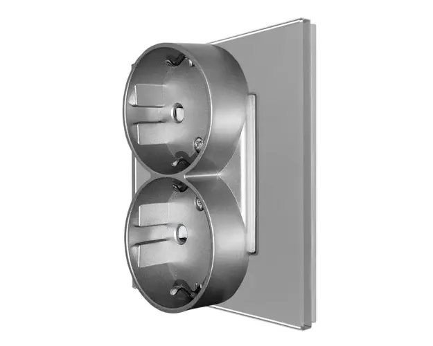 Priza Dubla LUXION cu Rama din Sticla Pentru Doza Simpla (Gri)