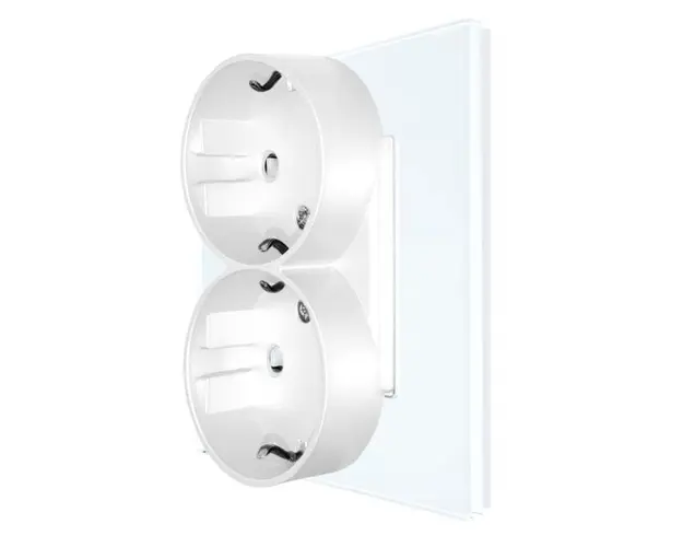 Priza Dubla LUXION cu Rama din Sticla Pentru Doza Simpla (Alb)