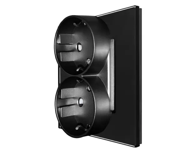 Priza Dubla LUXION cu Rama din Sticla Pentru Doza Simpla (Negru)