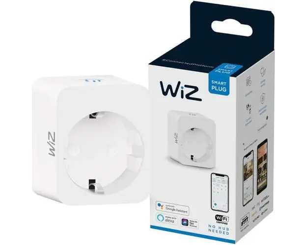 Priza inteligenta WiZ Connected, Wi-Fi, compatibil Google Assistant/Alexa/Siri (Alb)