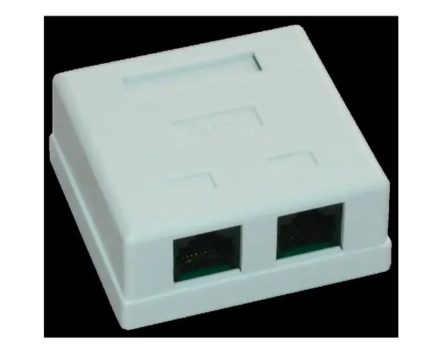 Priza UTP dubla aplicata cat.5e, EMTEX EMT-UTP5E-2P-PT