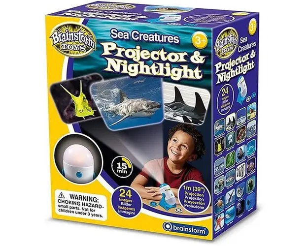 Proiector 2 in 1 Brainstorm Animalute marine E2059, 3 Discuri, 3+ ani (Multicolor)
