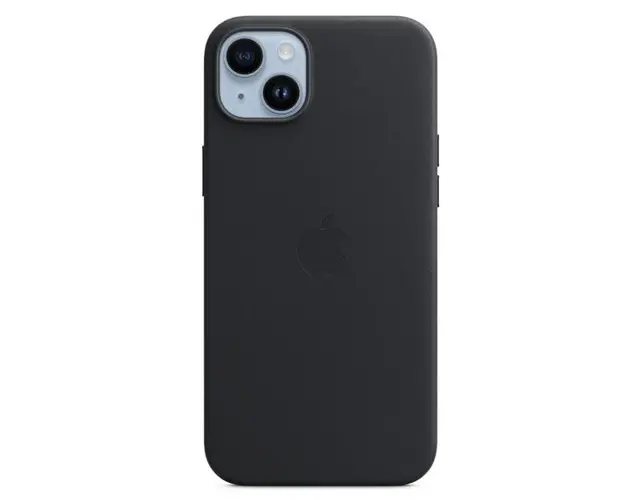 Protectie Spate Apple Leather pentru Apple iPhone 14 Plus, Magsafe (Negru)