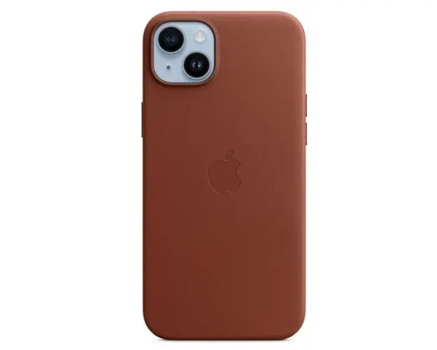Protectie Spate Apple Leather pentru Apple iPhone 14 Plus, Magsafe (Maro)