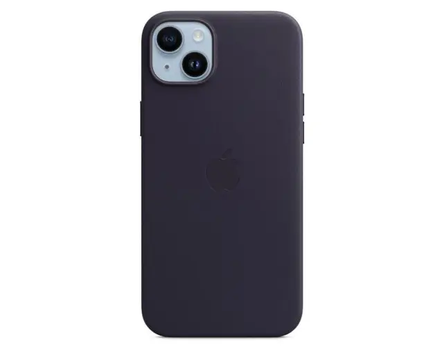 Protectie Spate Apple Leather pentru Apple iPhone 14 Plus, Magsafe (Albastru inchis)