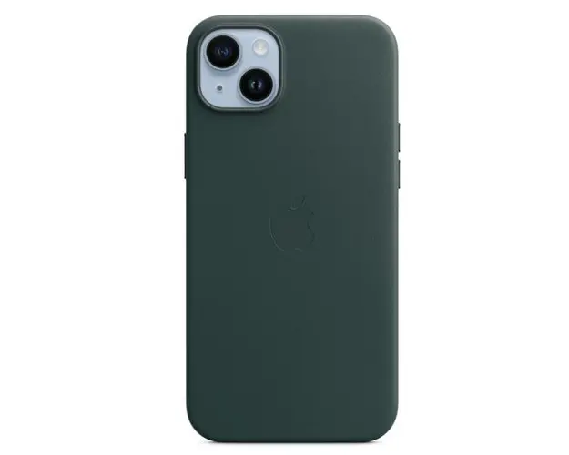 Protectie Spate Apple Leather pentru Apple iPhone 14 Plus, Magsafe (Verde)