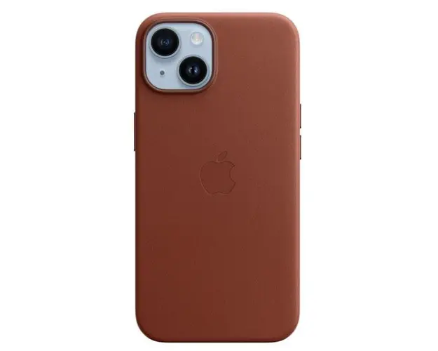 Protectie Spate Apple Leather pentru Apple iPhone 14 , Magsafe (Maro)