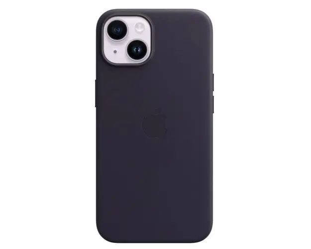 Protectie Spate Apple Leather pentru Apple iPhone 14 , Magsafe (Albastru inchis)