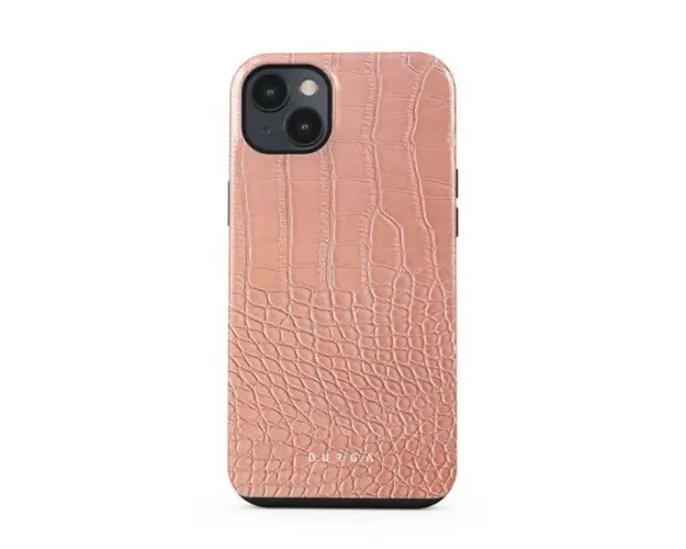 Protectie Spate Burga Dual Layer Pink Croco pentru Apple iPhone 14 Plus (Multicolor)