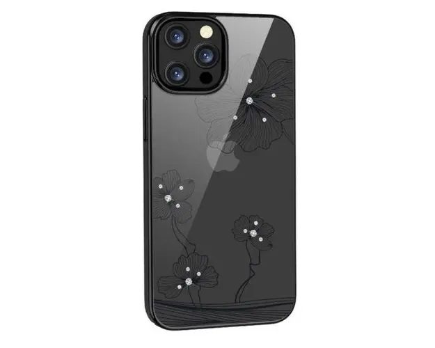 Protectie Spate Devia Crystal Flora pentru Apple iPhone 13 Pro (Transparent/Negru)