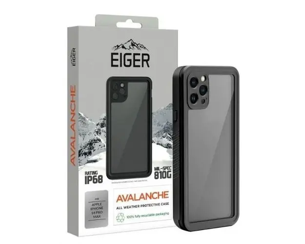 Protectie spate Eiger Avalanche pentru Apple iPhone 14 Pro Max (Negru/Transparent)