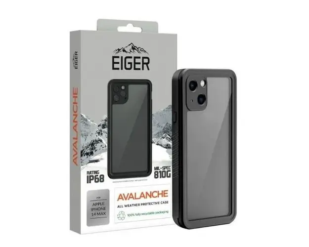 Protectie spate Eiger Avalanche pentru Apple iPhone 14 Plus (Negru/Transparent)