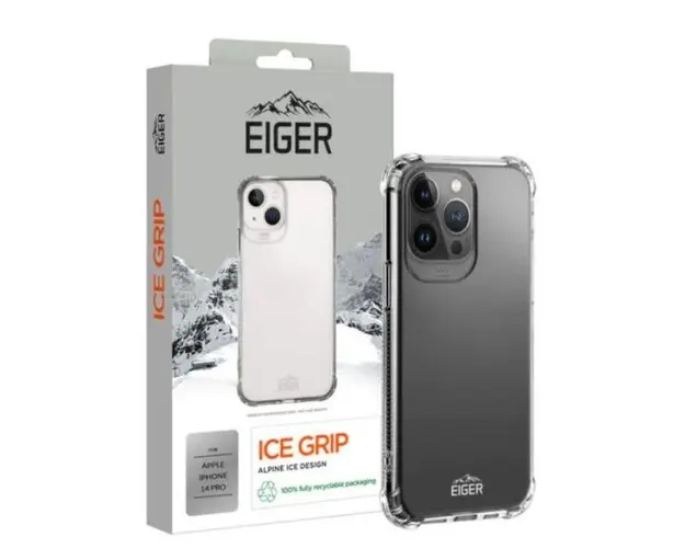 Protectie Spate Eiger Ice Grip pentru Apple iPhone 14 Pro (Transparent)